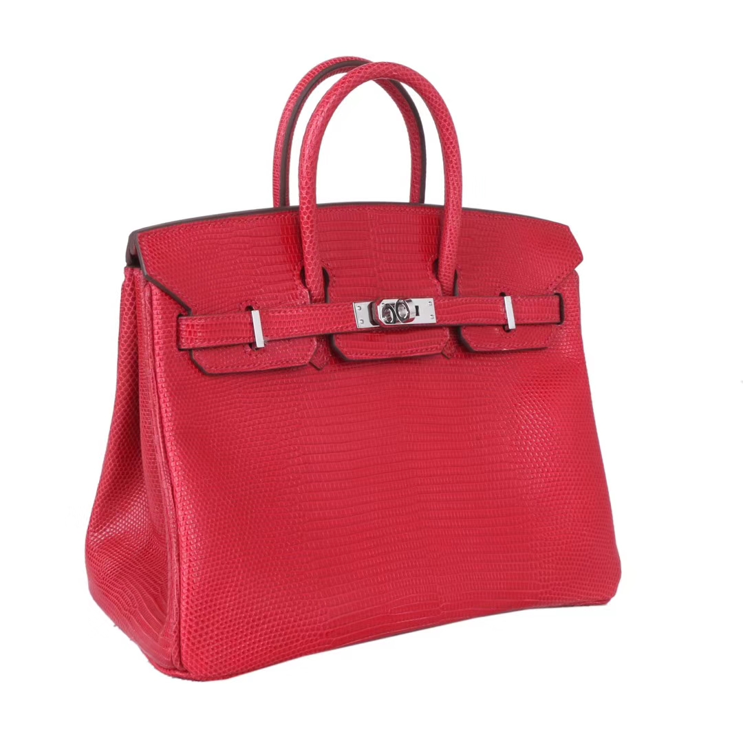 Hermès（爱马仕）birkin 铂金包 国旗红 蜥蜴皮 银扣 25cm