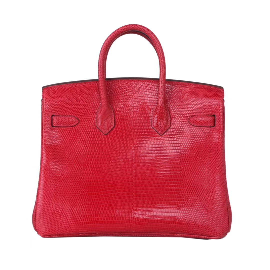 Hermès（爱马仕）birkin 铂金包 国旗红 蜥蜴皮 银扣 25cm