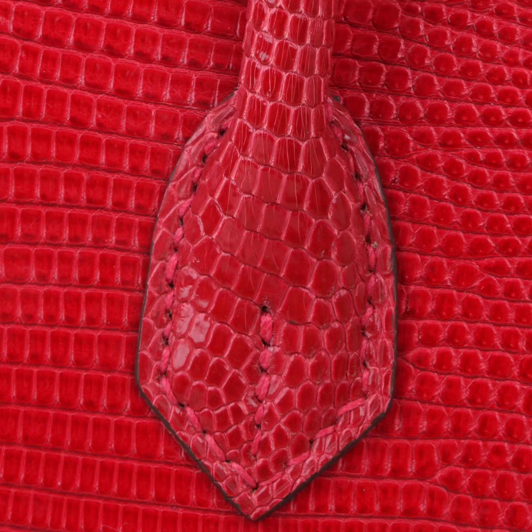 Hermès（爱马仕）birkin 铂金包 国旗红 蜥蜴皮 银扣 25cm