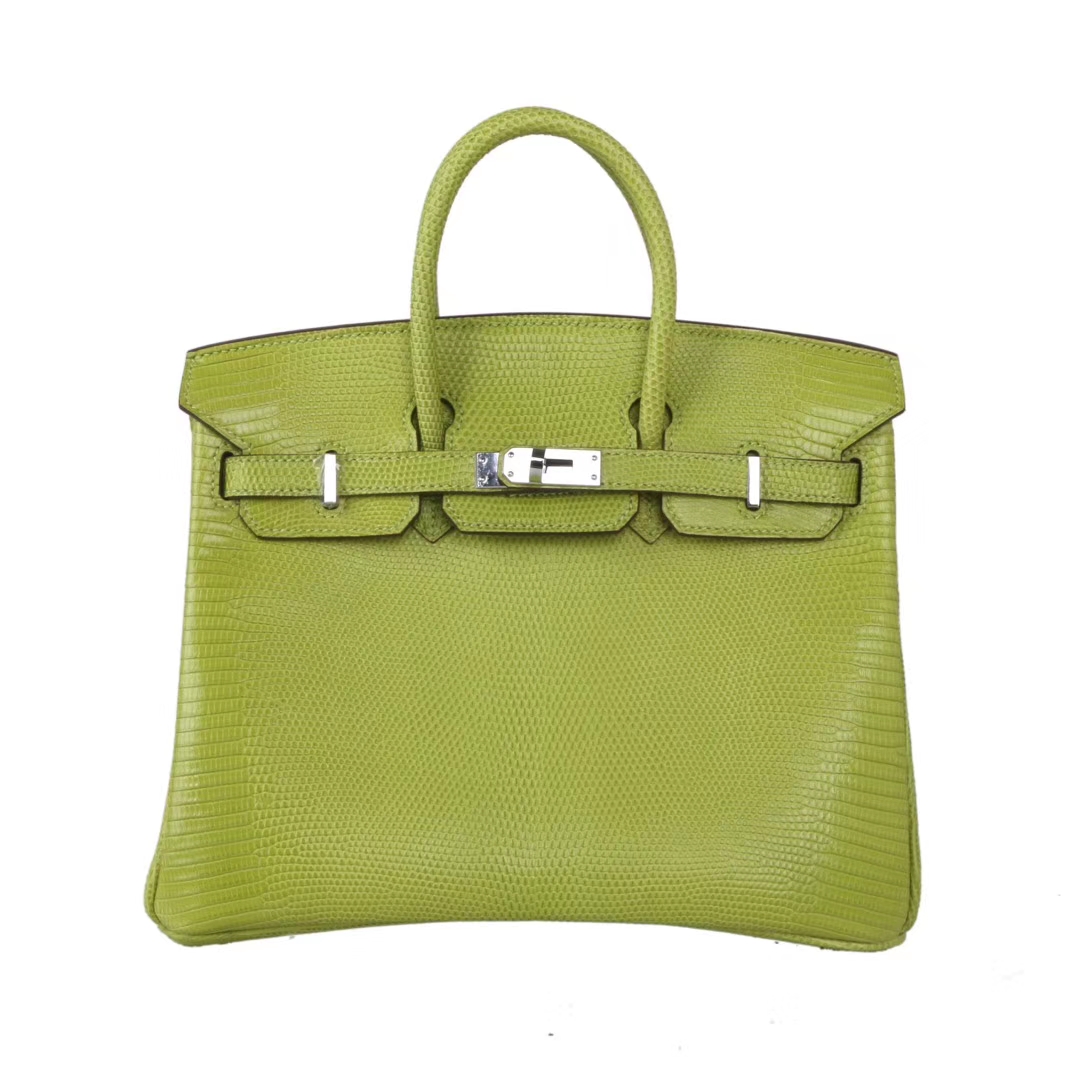 Hermès（爱马仕）birkin 奇异果绿 蜥蜴皮 银扣 25cm