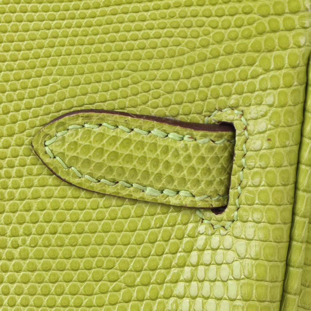 Hermès（爱马仕）birkin 奇异果绿 蜥蜴皮 银扣 25cm