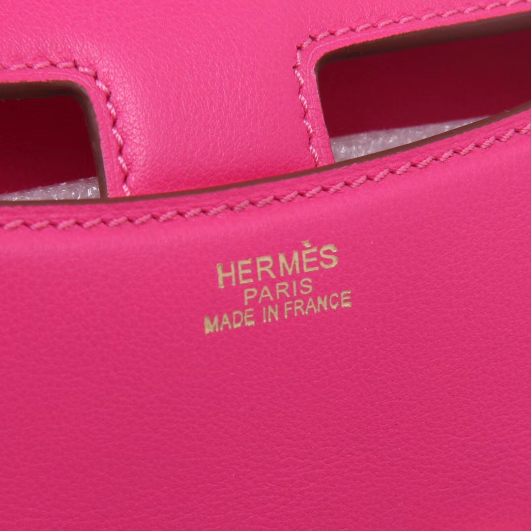 Hermès（爱马仕）Constace 空姐‎包 19 金扣  桃红 Swift皮