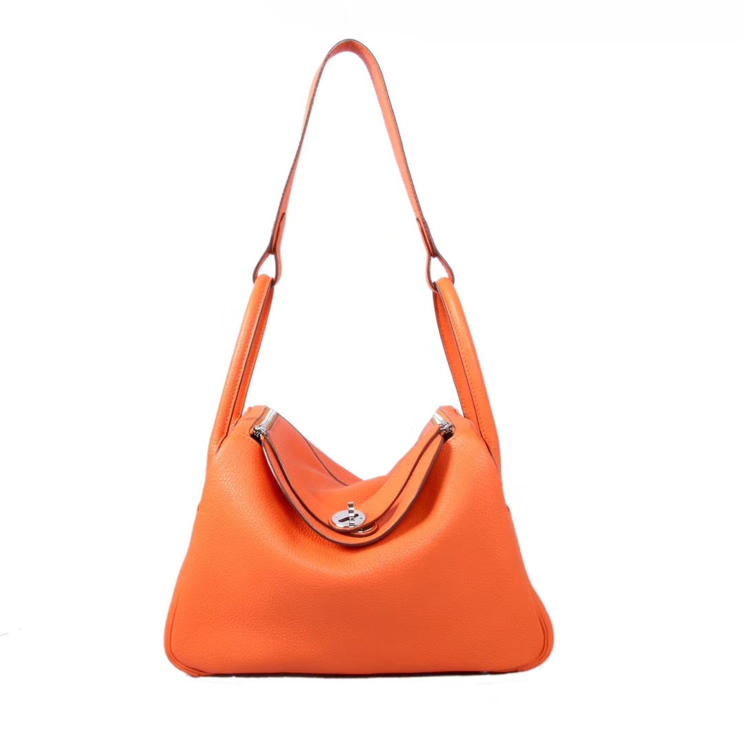 Hermès（爱马仕）Lindy 琳迪包 橙色  togo 银扣 30cm