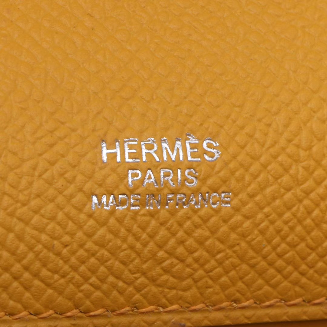 Hermès（爱马仕）miniKelly 一代 22cm 琥珀黄 银扣 Epsom皮