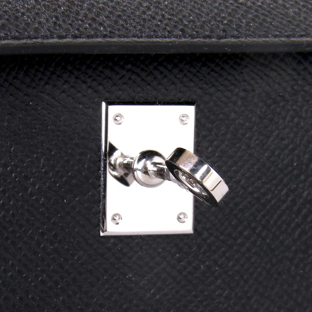 Hermès（爱马仕）miniKelly 一代 22cm 黑色 银扣 Epsom皮