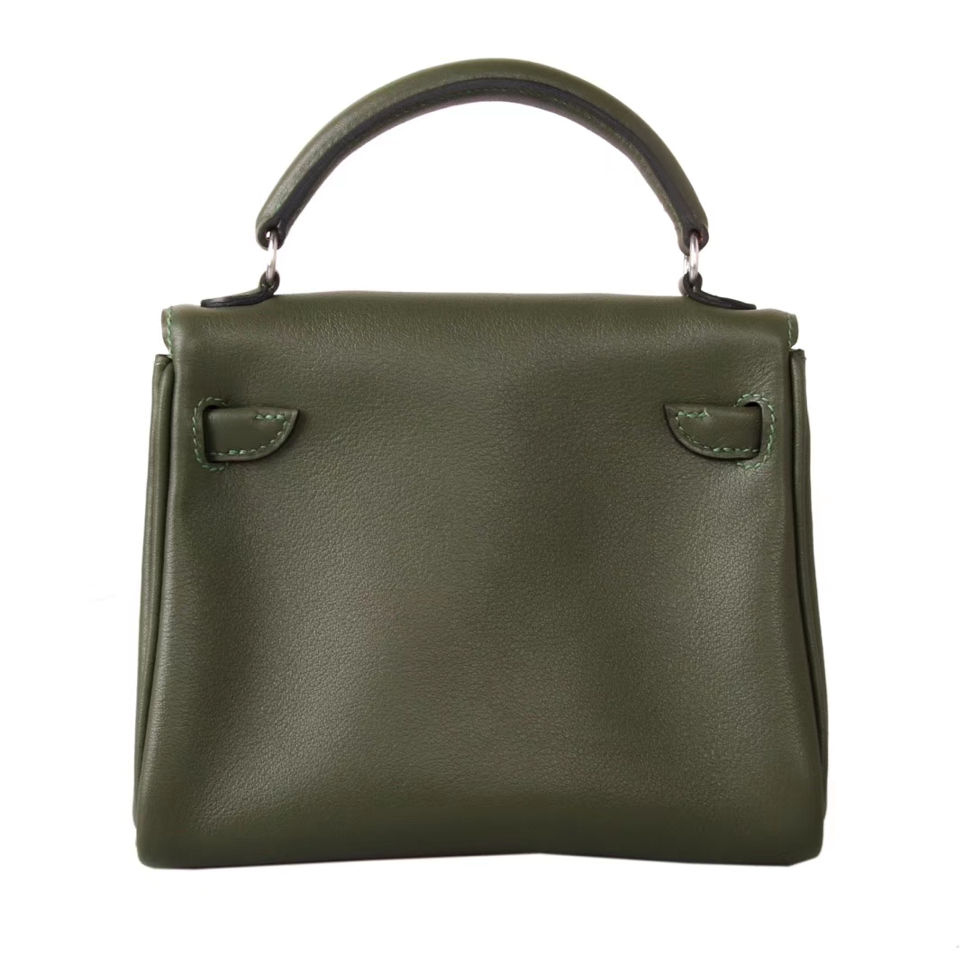 Hermès（爱马仕）kelly doll 银扣 军绿色 swift皮