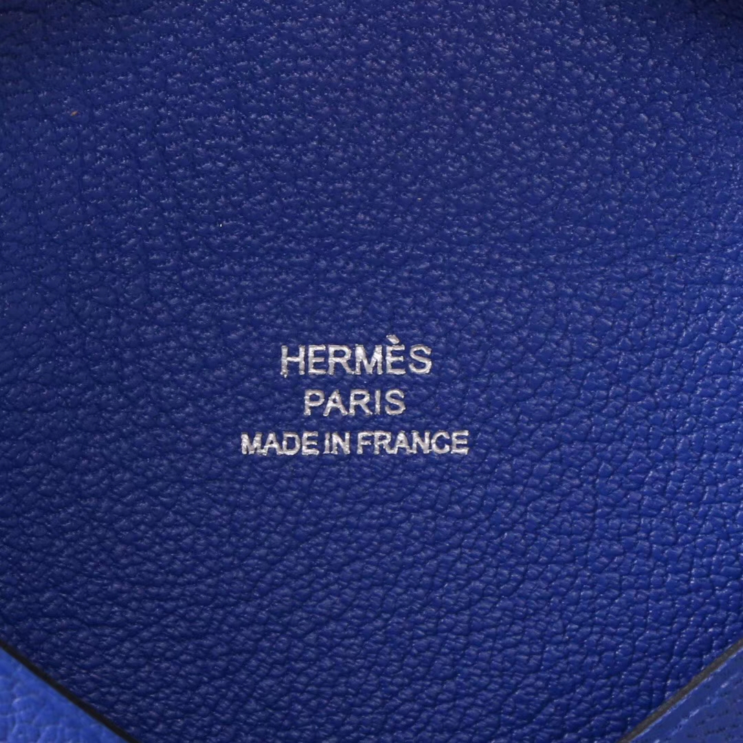 Hermès（爱马仕）信​封卡包​ 7T电​光蓝 山‎羊‎皮