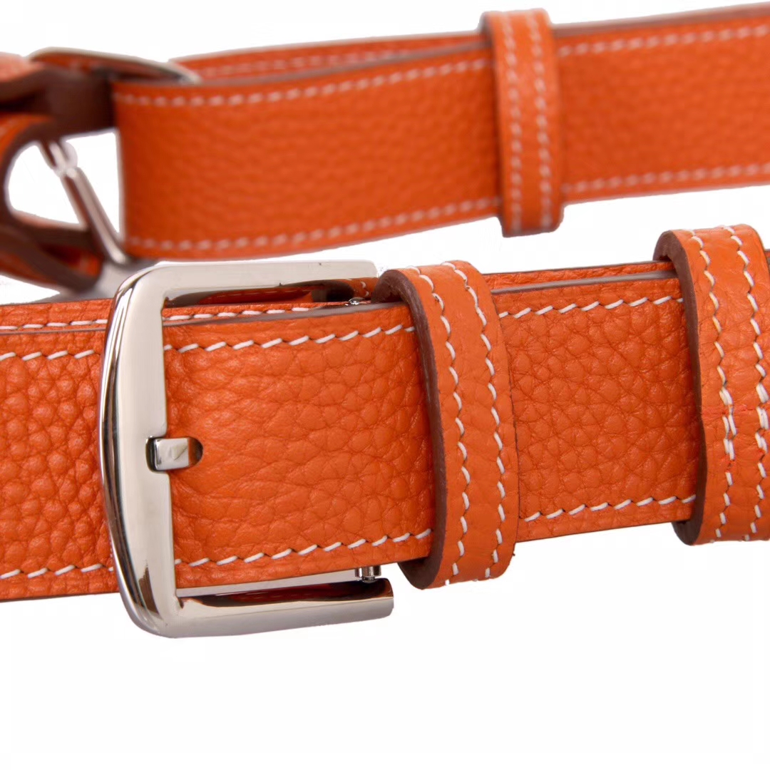 Hermès（爱马仕）soKelly 单肩包 橙色‎  togo 银扣 22cm