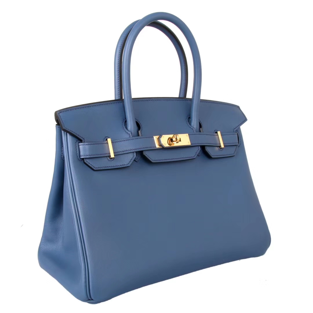 Hermès（爱马仕）Birkin 铂金包 珊瑚蓝 Epsom皮 金扣 30cm