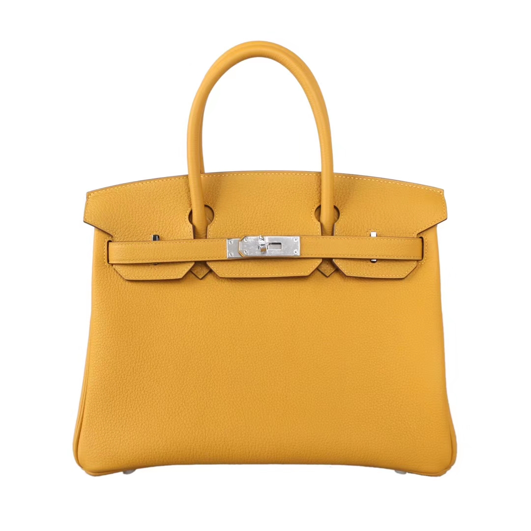 Hermès（爱马仕）Birkin 铂金包 琥珀黄 togo 银扣 30cm