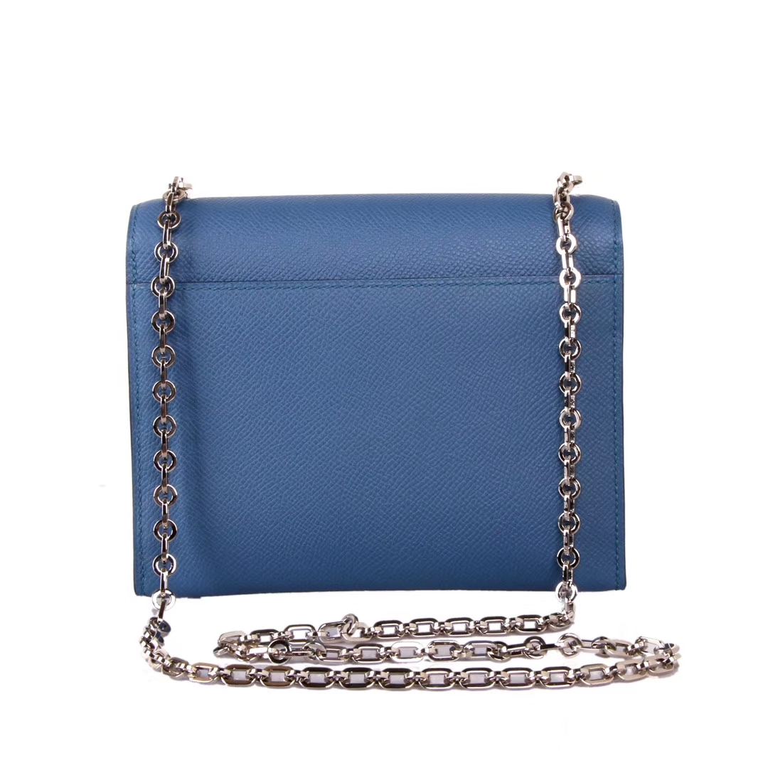 Hermès（爱马仕）Verrou锁‎链包 玛​瑙‎蓝  Epsom皮 银扣 17cm