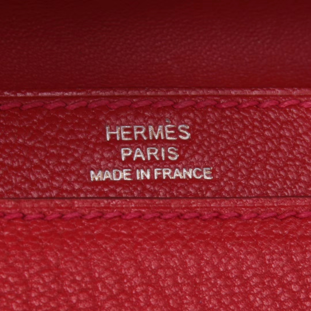 Hermès（爱马仕）Verrou锁‎链包 中国红​ 羊皮 银扣 17cm