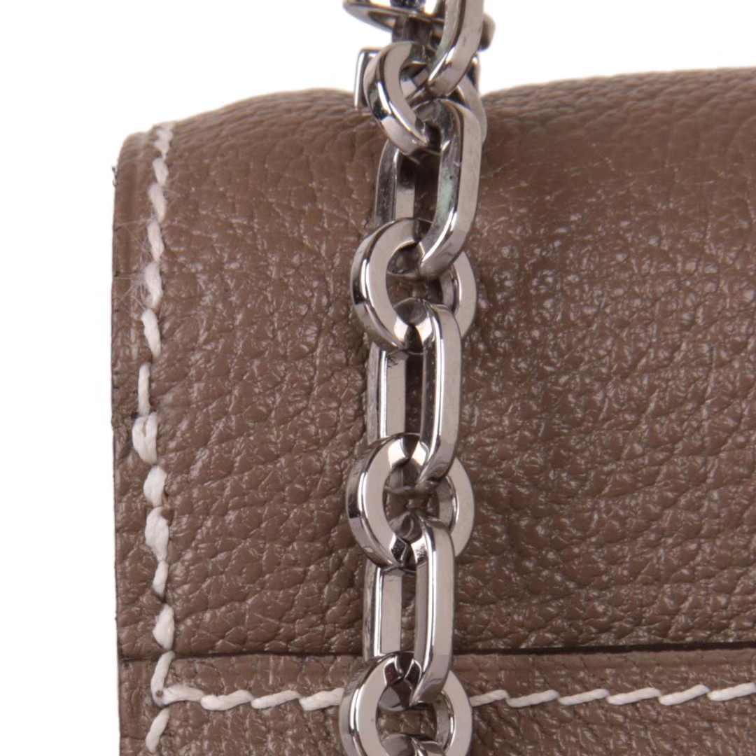 Hermès（爱马仕）Verrou锁‎链包 大象灰​ 羊皮 银扣 17cm