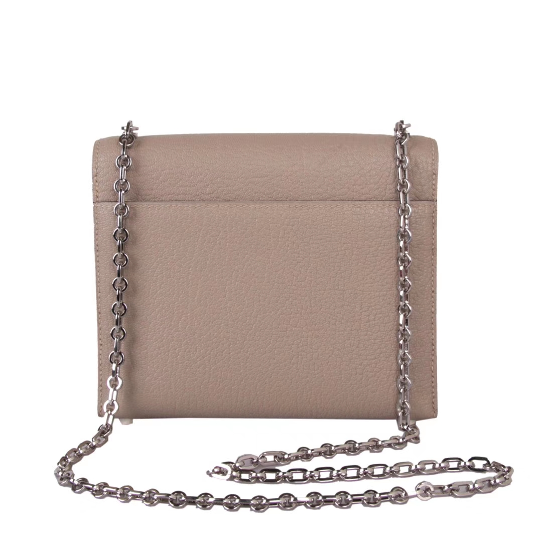 Hermès（爱马仕）Verrou 锁‎链包 斑鸠灰​ 羊皮 银扣 17cm