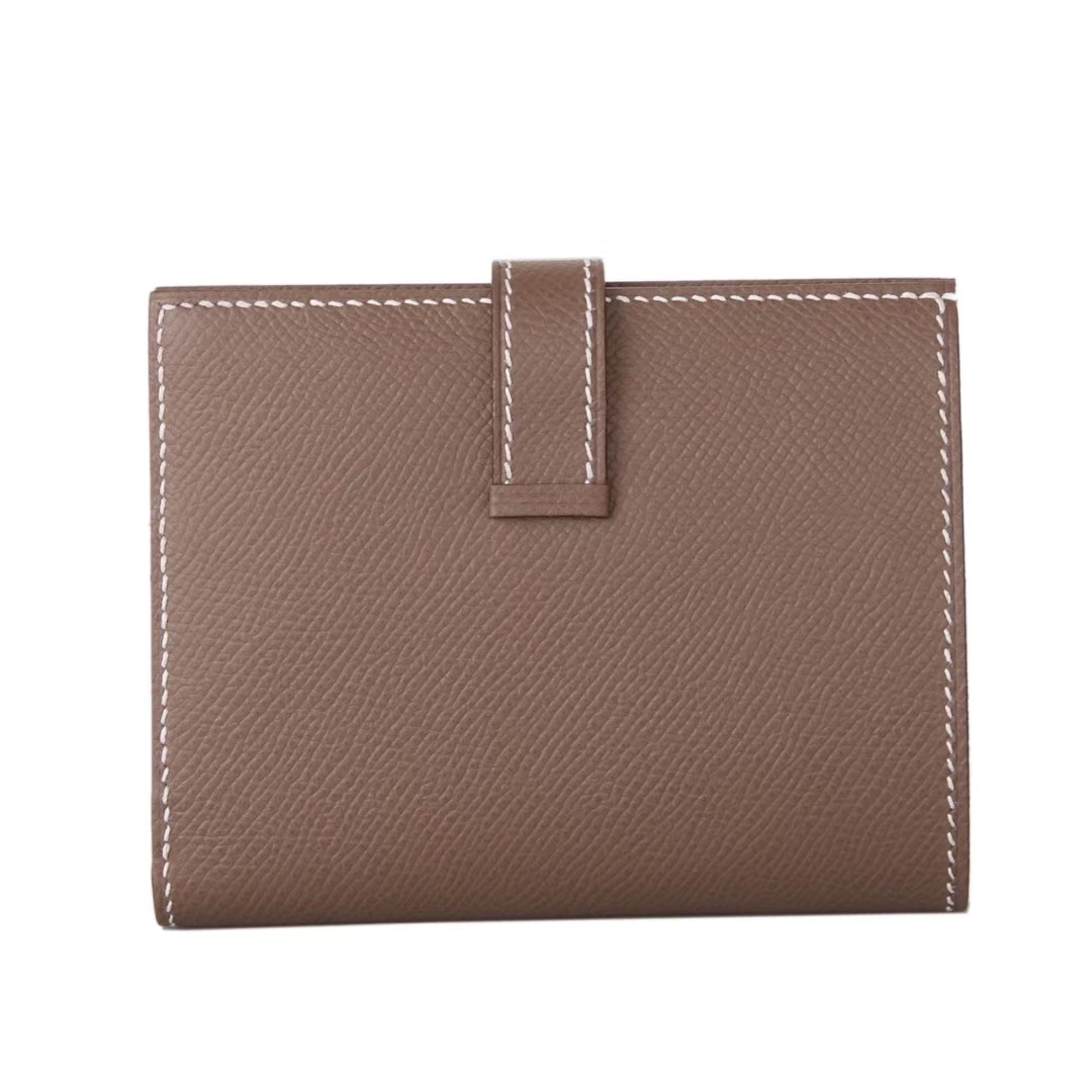 Hermès（爱马仕）Bearn 小‎H扣 短​‎夹 大‎象‎灰​ epsom皮