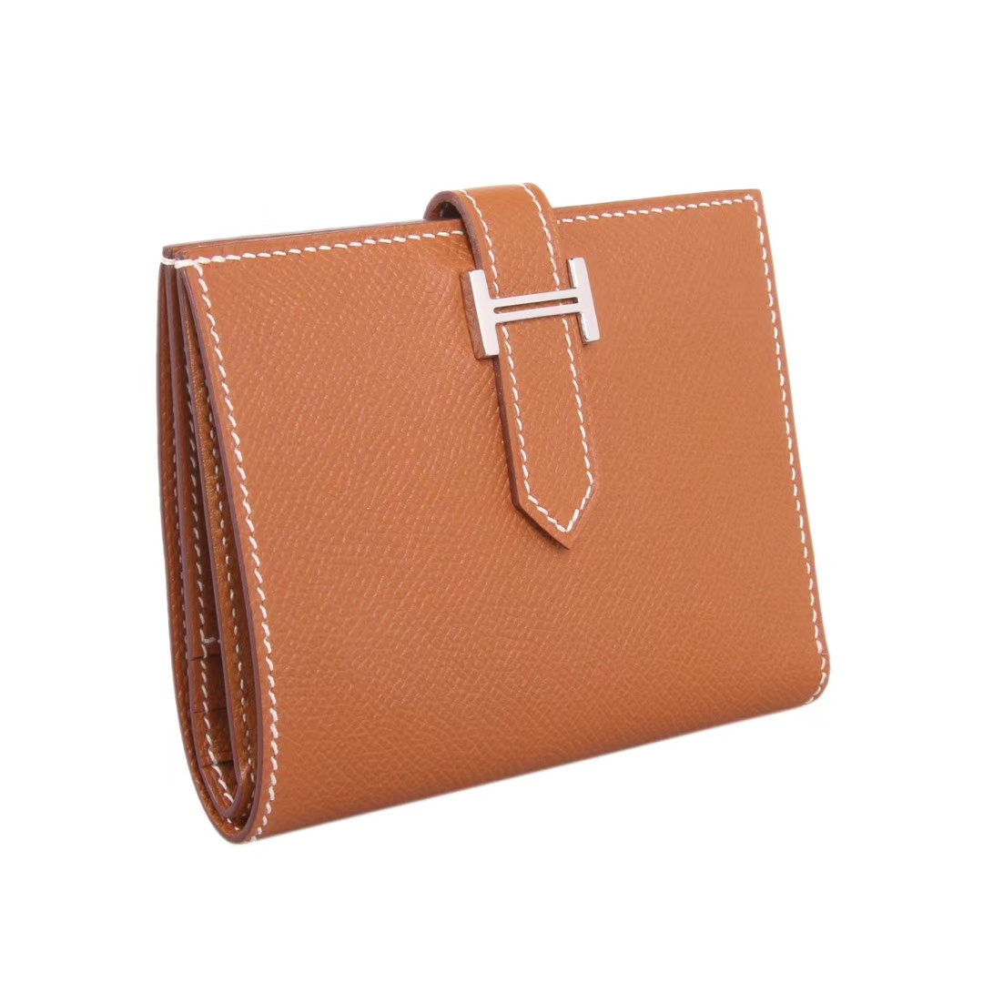 Hermès（爱马仕）Bearn 小‎H扣 短‎夹 2H金棕色​ epsom皮