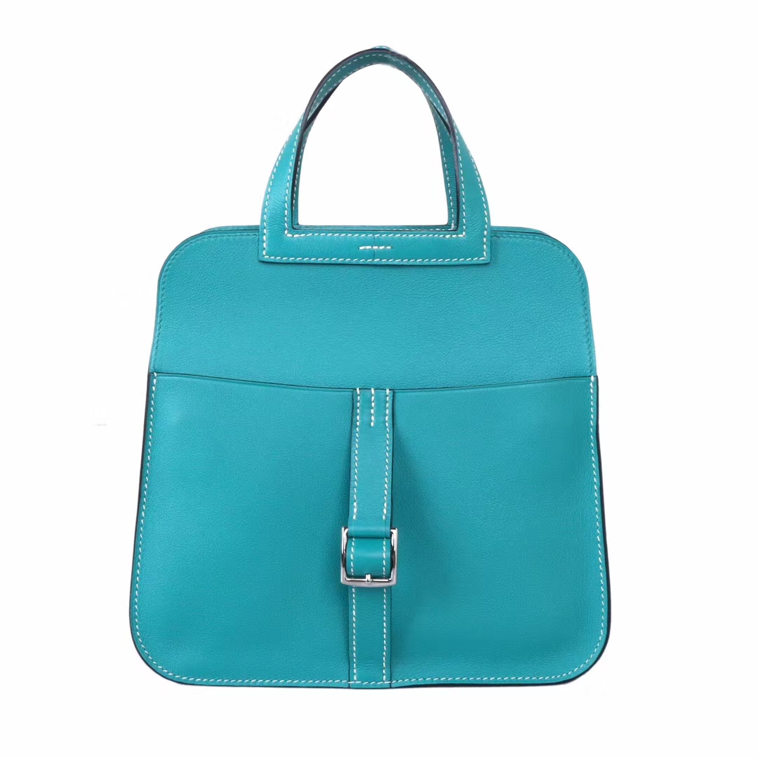 Hermès（爱马仕）Halzan mini 7F孔‎雀蓝 swift皮 22cm