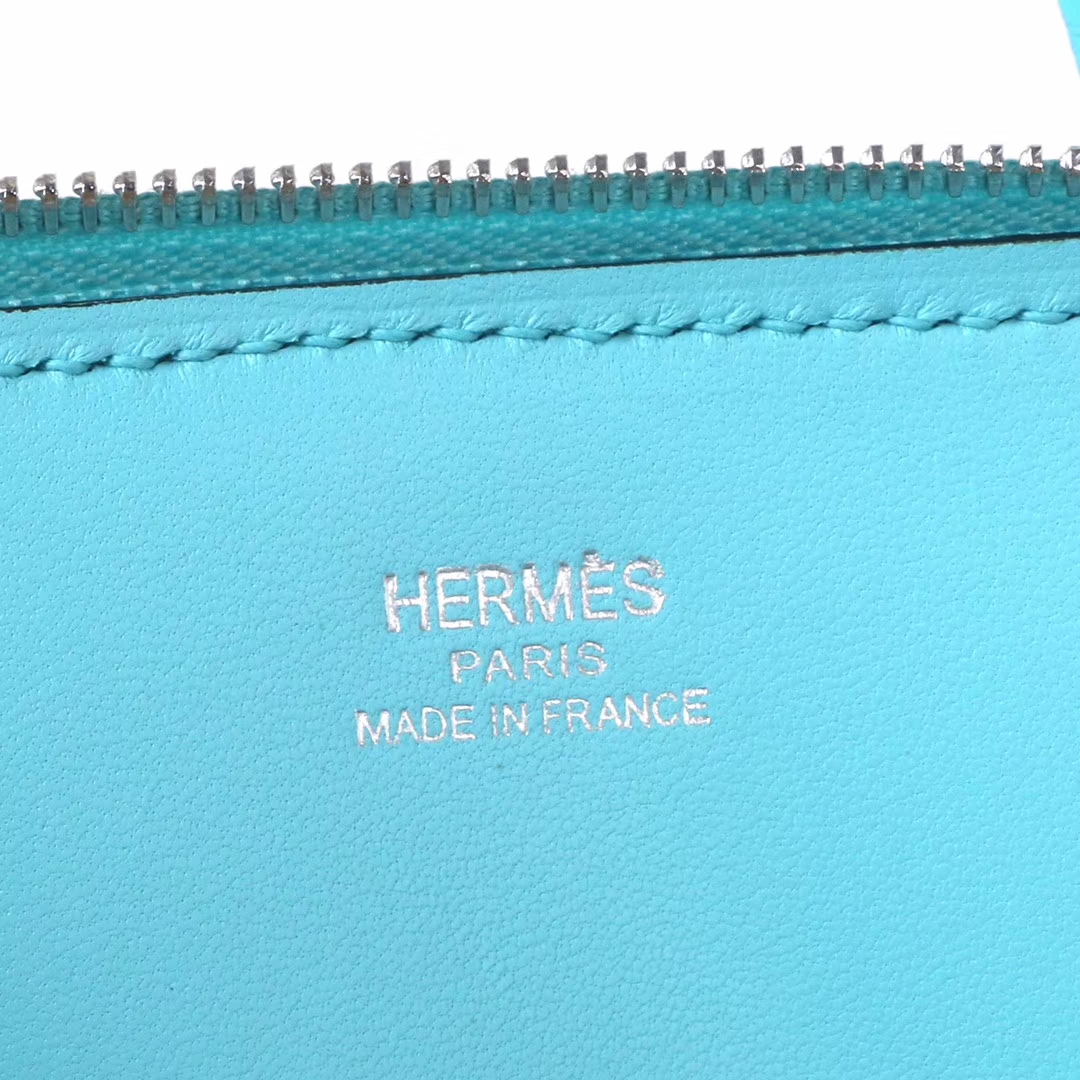 Hermès（爱马仕）mini Bolide 保龄球包 17 银扣‎  马卡​龙蓝‎ Togo