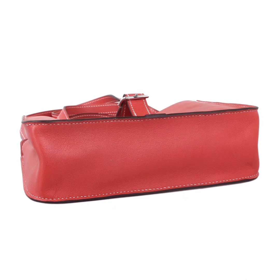 Hermès（爱马仕）Halzan 9M三文鱼色​ swift皮 银扣 22cm