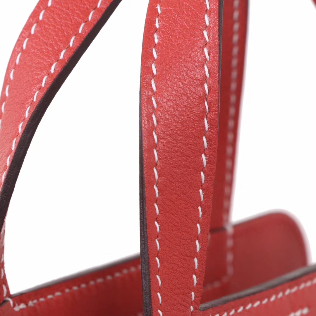 Hermès（爱马仕）Halzan 9M三文鱼色​ swift皮 银扣 22cm