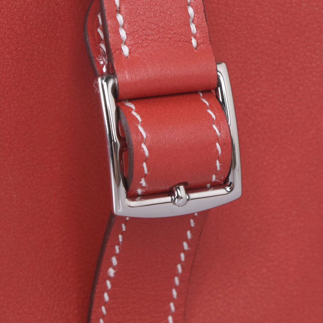Hermès（爱马仕）Halzan 9M三文鱼色​ swift皮 银扣 22cm