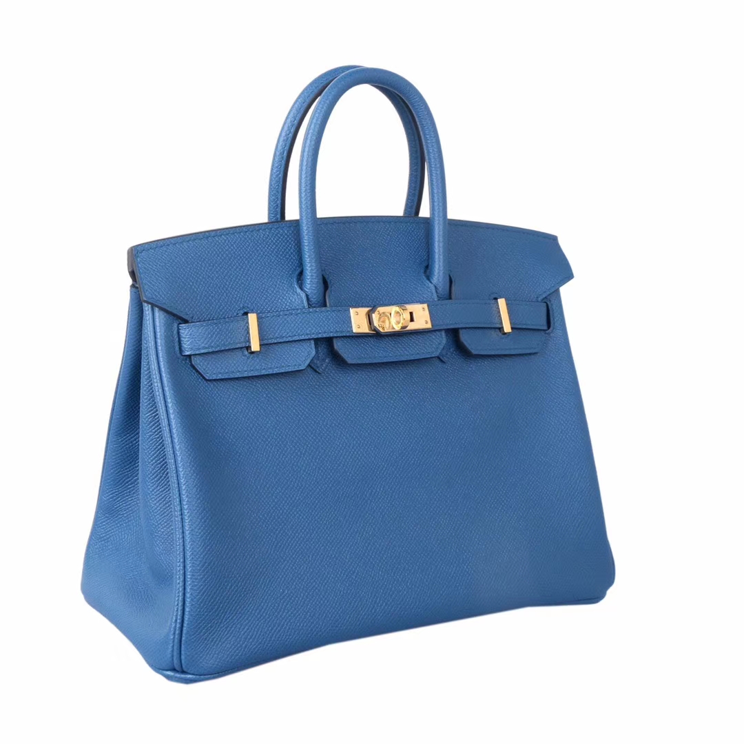 Hermès（爱马仕）Birkin​ 铂金包 7C珊瑚蓝  epsom皮 金扣 25cm