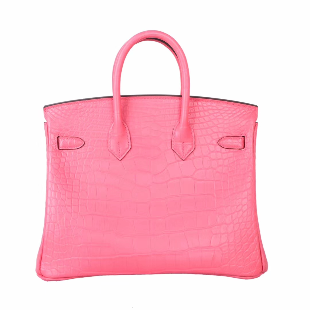 Hermès（爱马仕）Birkin​ 铂金包 杜‎鹃红 雾面鳄鱼 银扣 25cm