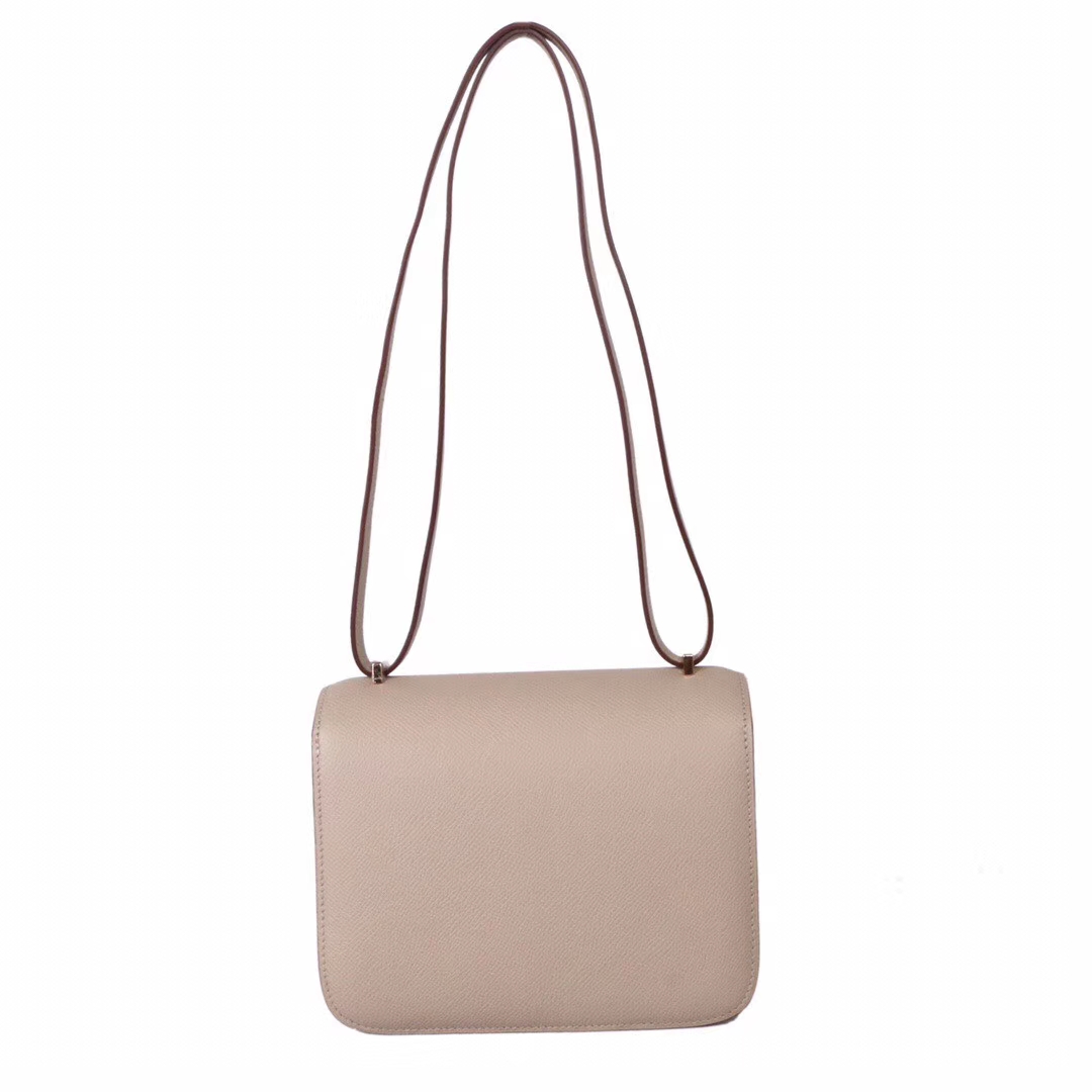 Hermès（爱马仕）Constace 空‎姐包 风衣‎灰内​拼薰衣​草紫 epsom皮 玫‎瑰金‎扣 19cm
