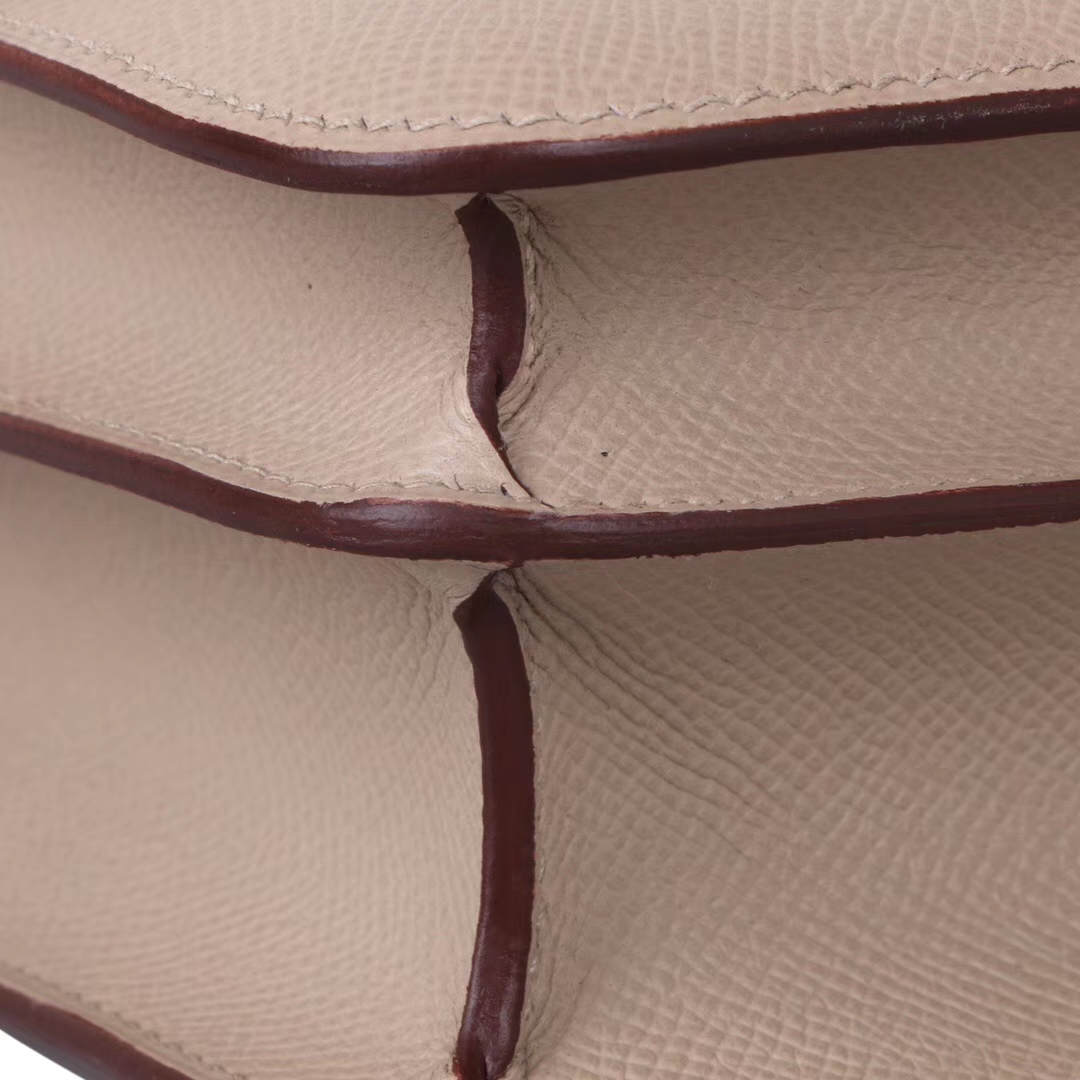 Hermès（爱马仕）Constace 空‎姐包 风衣‎灰内​拼薰衣​草紫 epsom皮 玫‎瑰金‎扣 19cm