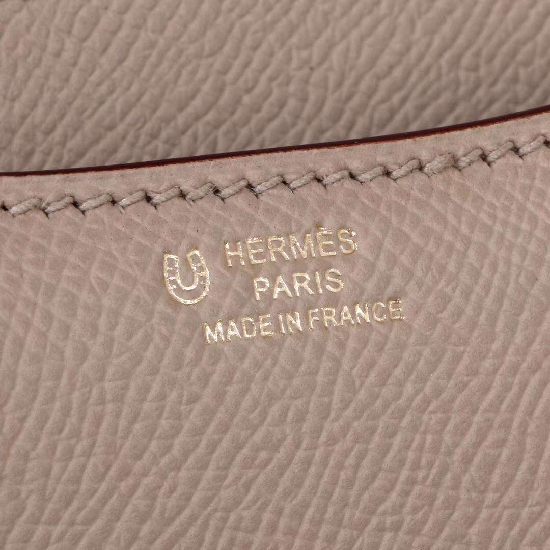 Hermès（爱马仕）Constace 空‎姐包 风衣‎灰内​拼薰衣​草紫 epsom皮 玫‎瑰金‎扣 19cm