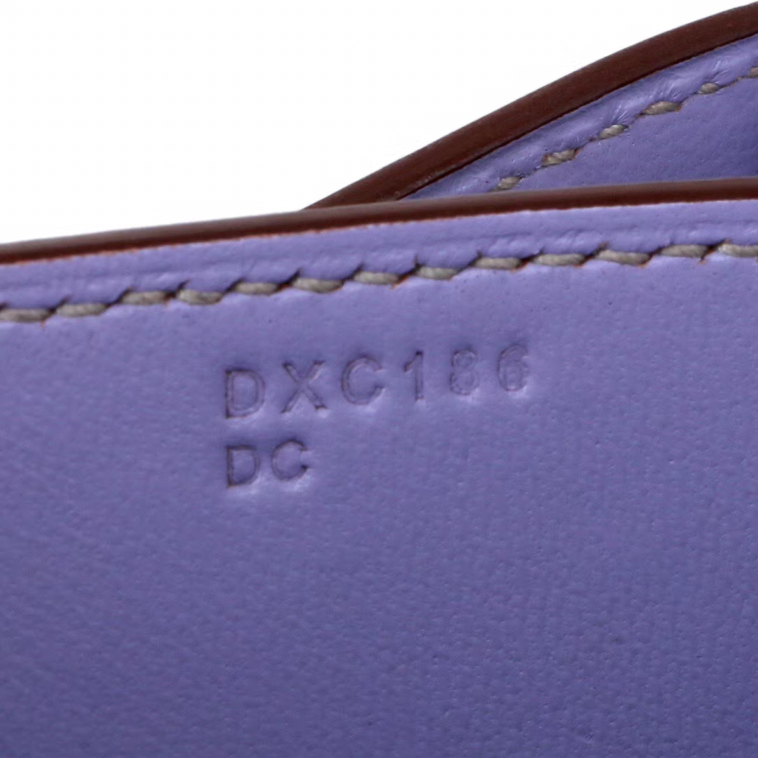 Hermès（爱马仕）Constace 空‎姐包 风衣‎灰内​拼薰衣​草紫 epsom皮 玫‎瑰金‎扣 19cm