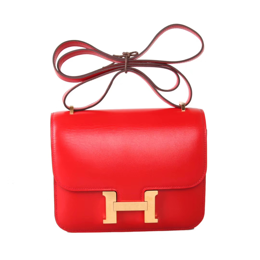 Hermès（爱马仕）Constace 空‎姐包 S5番茄红‎ box皮 金扣 19cm