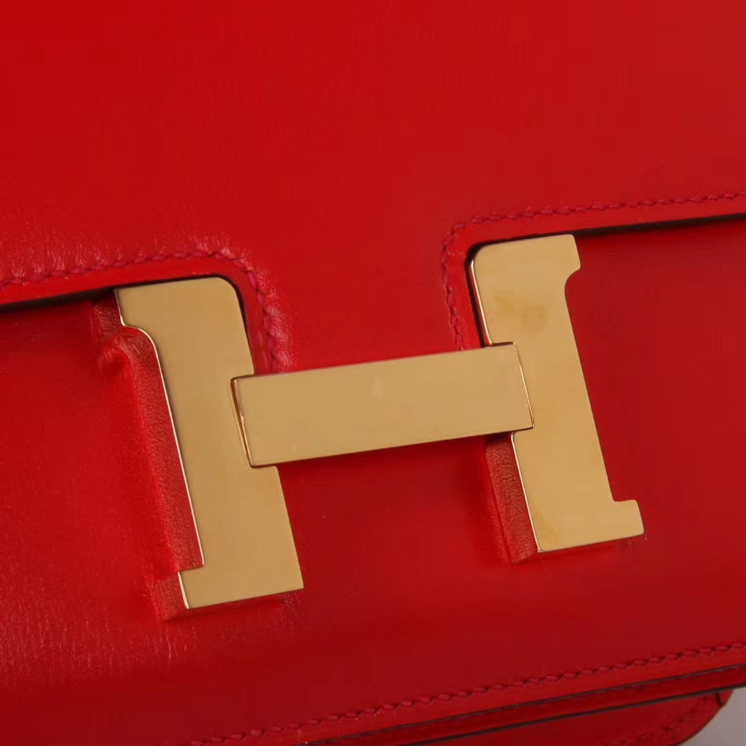 Hermès（爱马仕）Constace 空‎姐包 S5番茄红‎ box皮 金扣 19cm