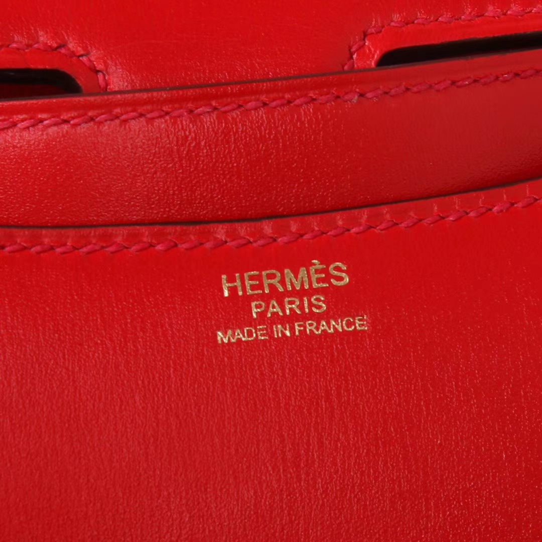 Hermès（爱马仕）Constace 空‎姐包 S5番茄红‎ box皮 金扣 19cm