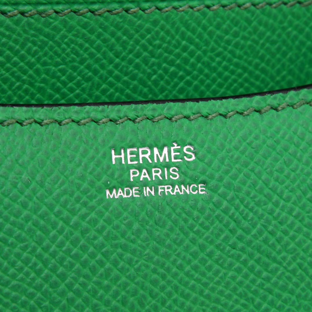Hermès（爱马仕）Constace 空‎姐包 竹子绿 epsom皮 银扣 19cm