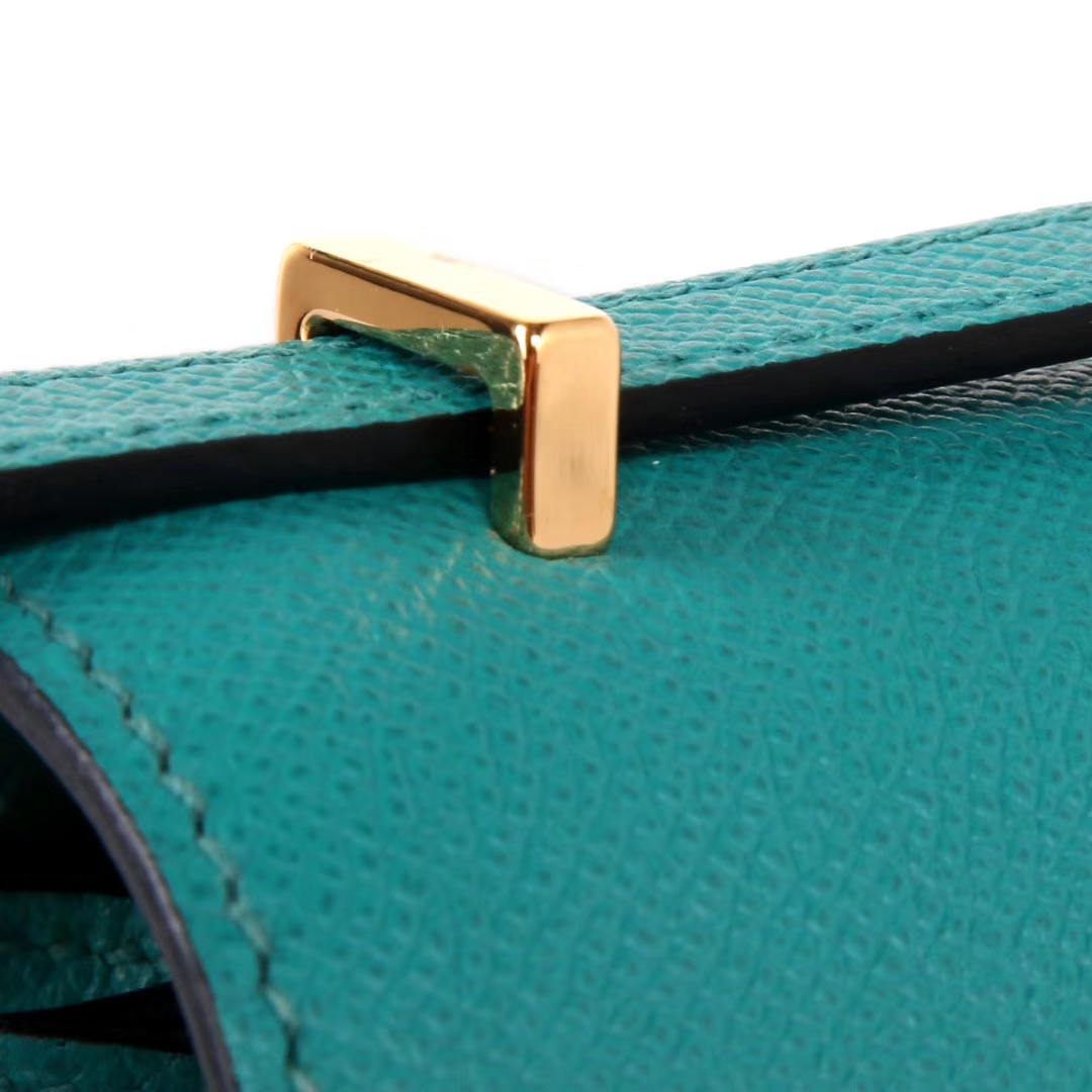 Hermès（爱马仕）Constace 空‎姐包 孔雀​蓝 epsom皮 金扣 19cm