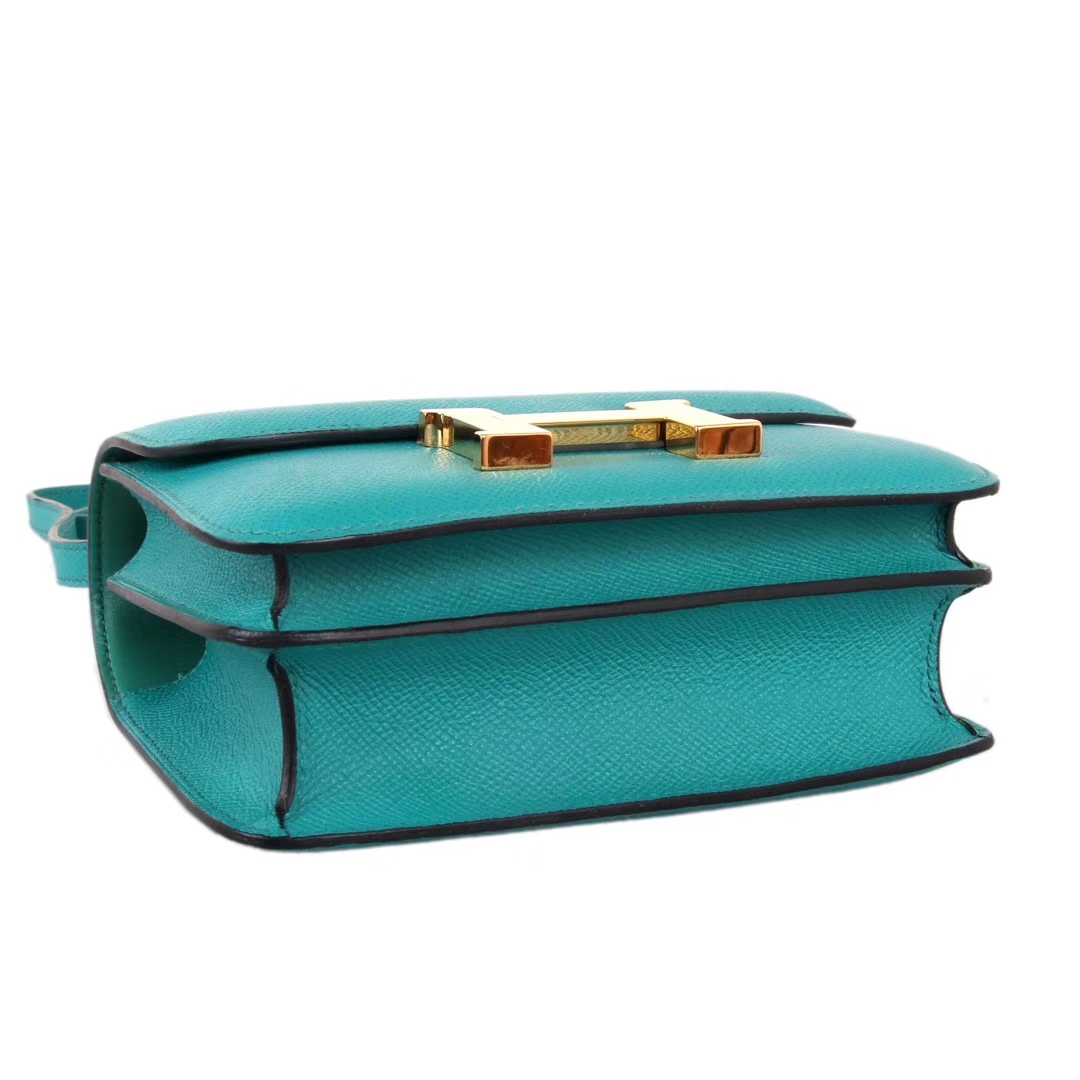 Hermès（爱马仕）Constace 空‎姐包 孔雀​蓝 epsom皮 金扣 19cm