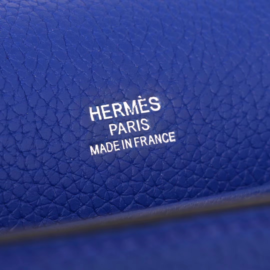 Hermès（爱马仕）roulis 猪鼻包 电光蓝 togo 银扣 23cm