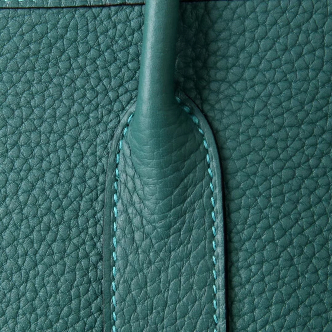 Hermès（爱马仕）Garden 花园包 孔雀绿 togo 银扣 30cm