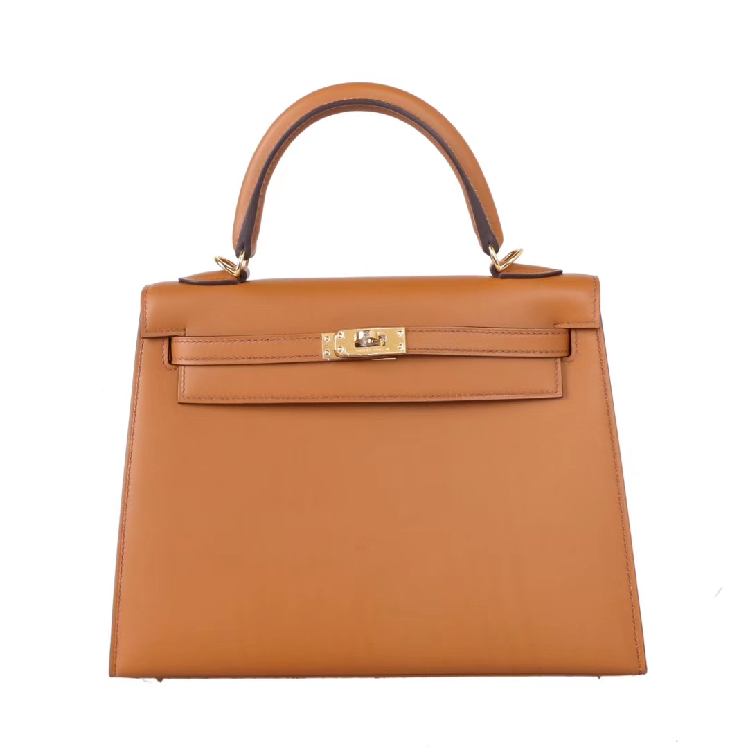 Hermès（爱马仕）Kelly 凯莉包 金棕色  box皮 金扣 25cm