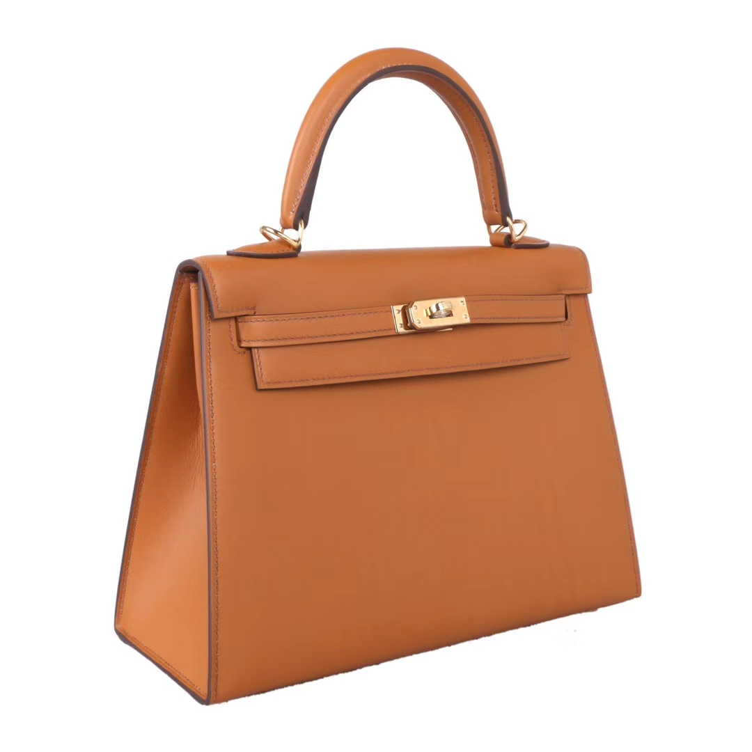 Hermès（爱马仕）Kelly 凯莉包 金棕色  box皮 金扣 25cm