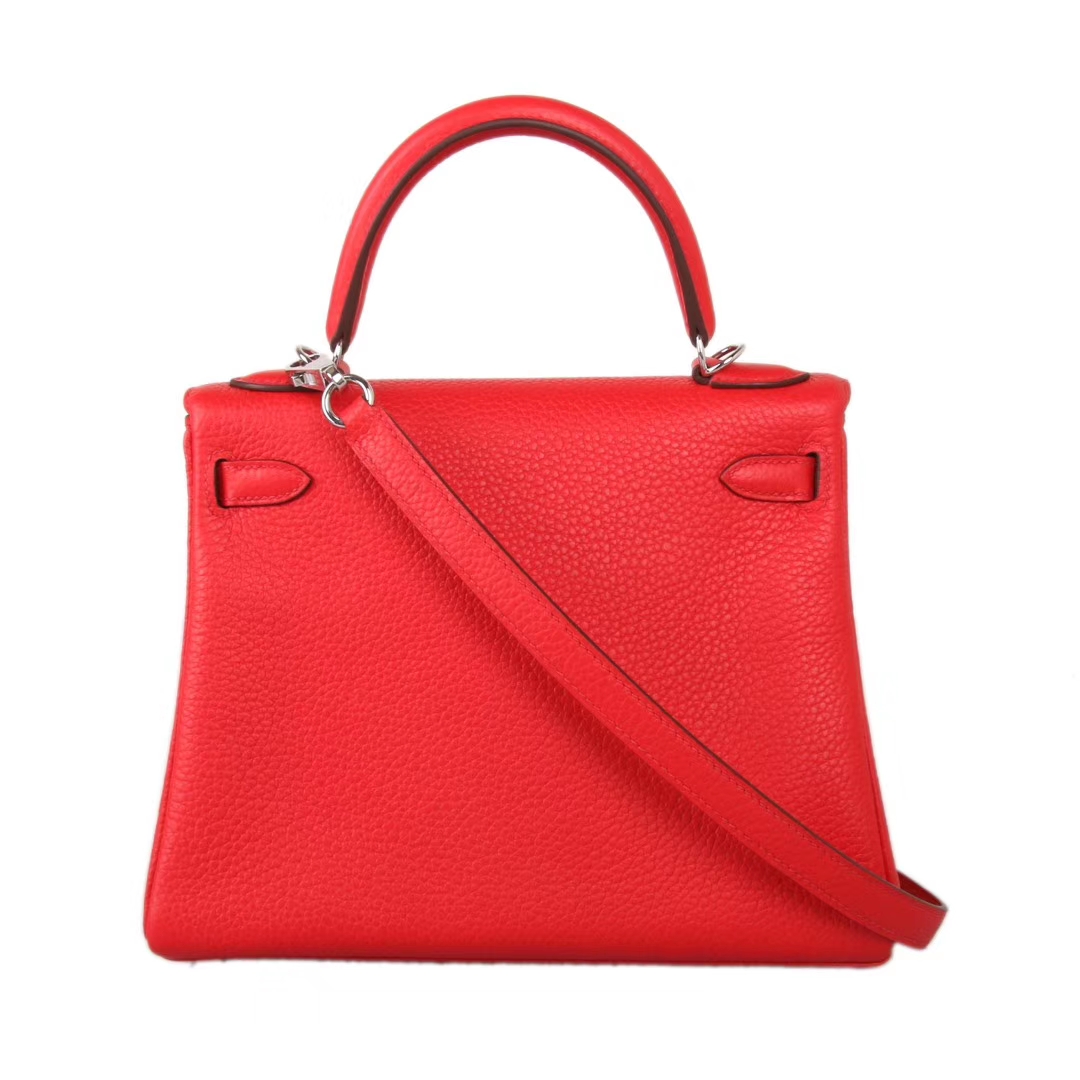 Hermès（爱马仕）Kelly 凯莉包 番茄红 Togo 银扣 25cm