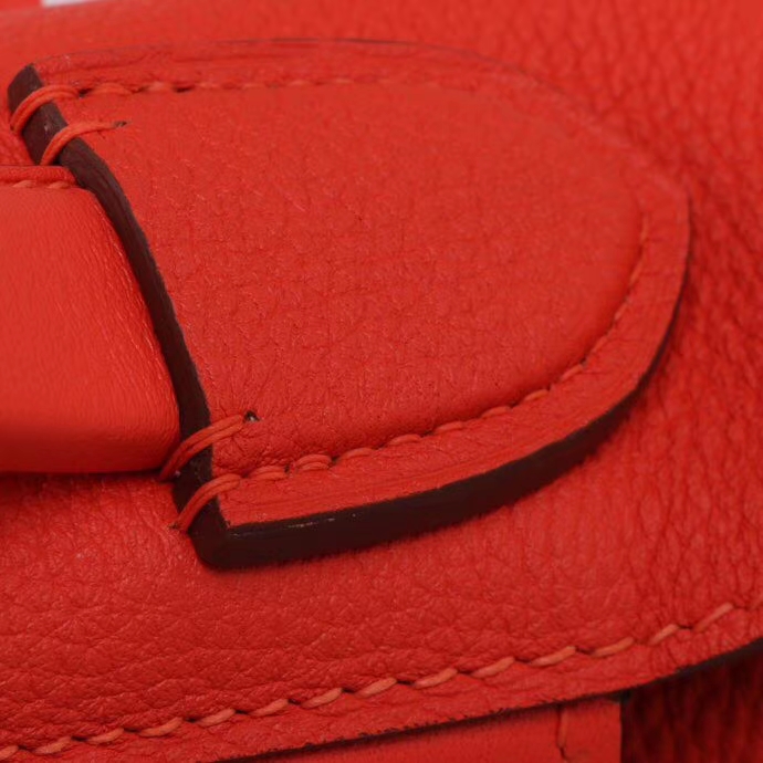 Hermès（爱马仕）Kelly 2424 橘红色 Togo 银扣 29cm