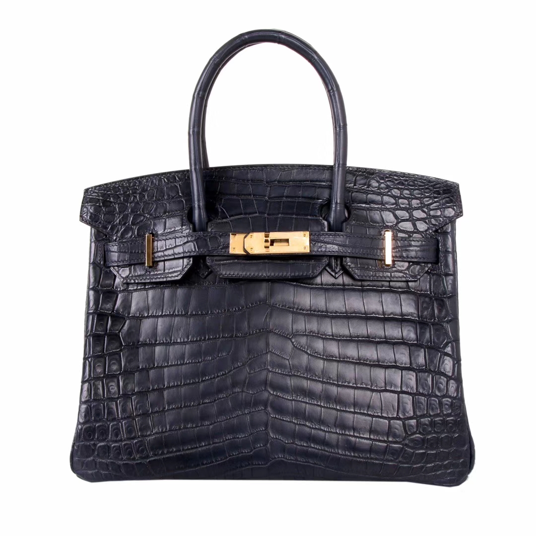 Hermès（爱马仕）Birkin 海蓝 雾面鳄鱼 金扣 30cm