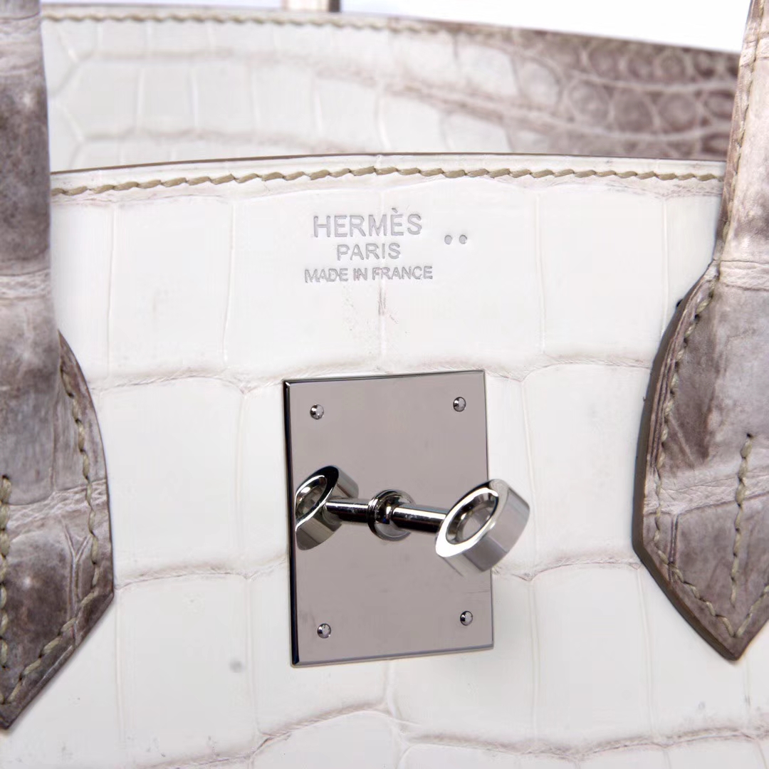 Hermès（爱马仕）Birkin 喜​马拉‎雅 鳄​鱼 银扣 30cm