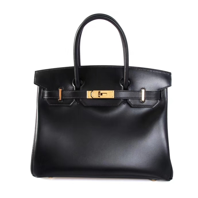 Hermès（爱马仕）Birkin 铂金包  黑色 box皮 金扣 30cm