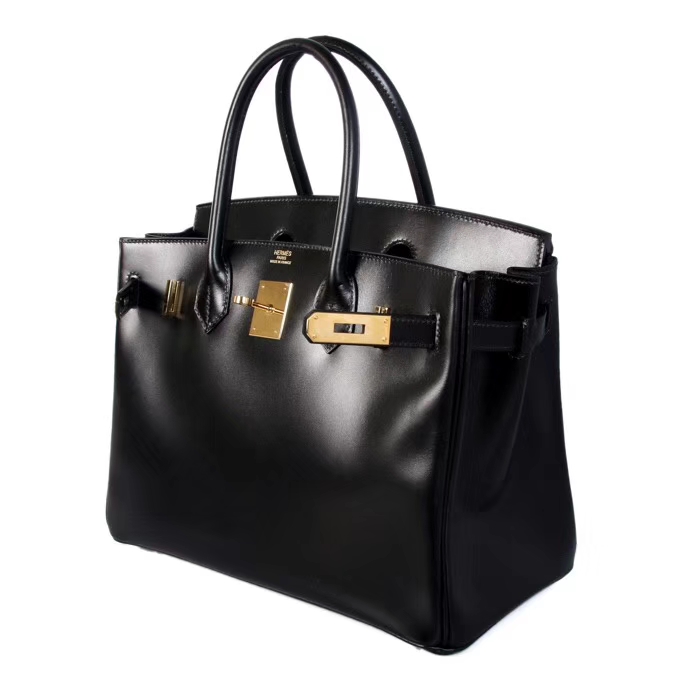 Hermès（爱马仕）Birkin 铂金包  黑色 box皮 金扣 30cm