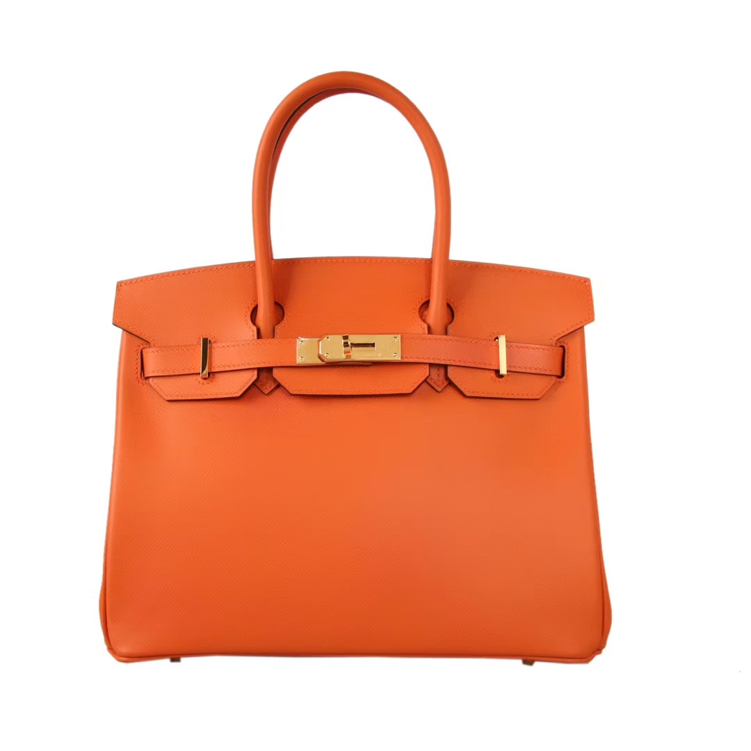 Hermès（爱马仕）Birkin 铂金包 橙色 Epsom皮 金扣 30cm