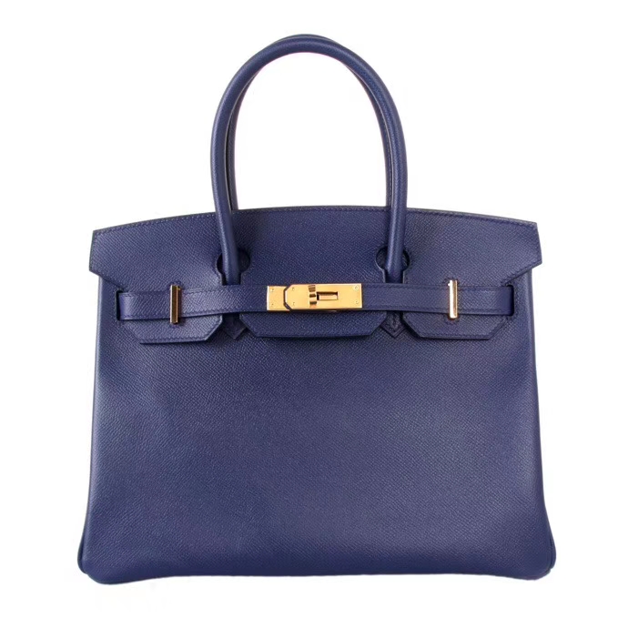 Hermès（爱马仕）Birkin 铂金包 宝石蓝 Epsom皮 金扣 30cm