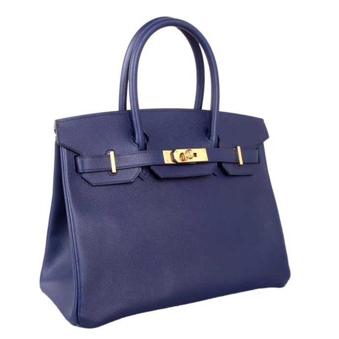 Hermès（爱马仕）Birkin 铂金包 宝石蓝 Epsom皮 金扣 30cm